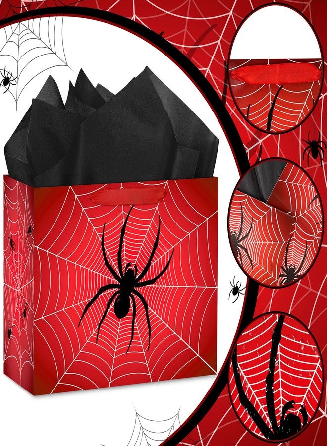 Abilat Large Spider Gift Bag with Tissue Paper and Greeting Card Red Spider Web Birthday Party Favor Wrapping Bag for Boys Men Birthday Supplies Halloween Party Decorations - Image 5
